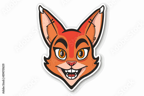 Cheeky Cartoon Fox: A vibrant, mischievous grin on a friendly orange fox face, perfect for playful designs.  