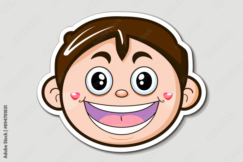 Smiling Boy Cartoon Face: A cheerful cartoon boy with big eyes and a wide grin. This cute and friendly illustration is perfect for adding a touch of joy to your projects. Smiling Boy Cartoon Face: A cheerful cartoon boy with big eyes and a wide grin. This cute and friendly illustration is perfect for adding a touch of joy to your projects.