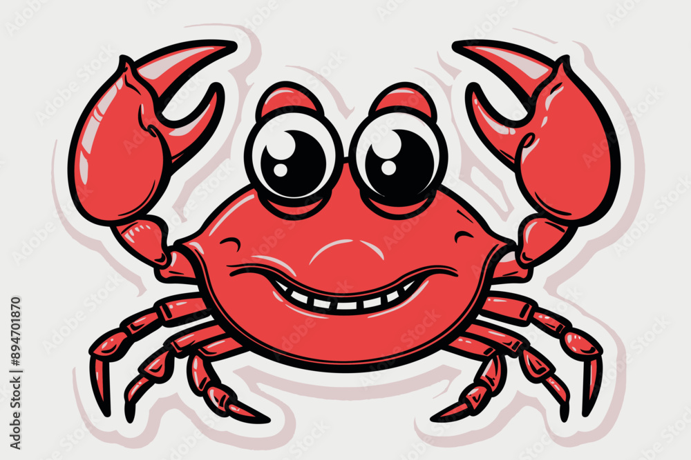 Fototapeta premium Happy Crab Cartoon Illustration 