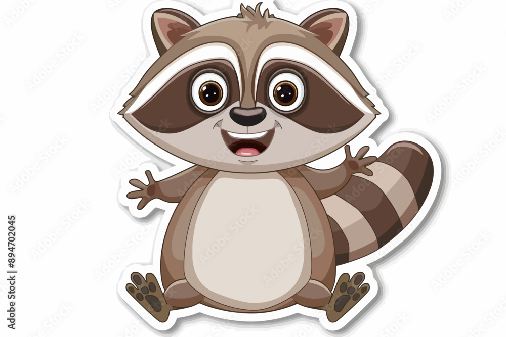 Cute Raccoon Cartoon Character: Adorable and friendly raccoon cartoon character with big eyes and a happy smile, perfect for children's books, illustrations, and designs. Cute Raccoon Cartoon Character: Adorable and friendly raccoon cartoon character with big eyes and a happy smile, perfect for children's books, illustrations, and designs.