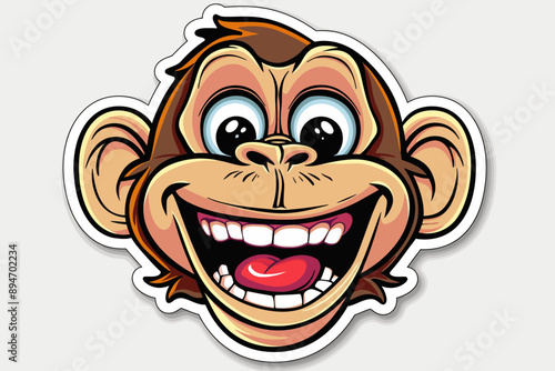 Cheeky Monkey Grin: A cartoon primate beams with infectious joy, its wide grin and sparkling eyes radiating pure happiness.