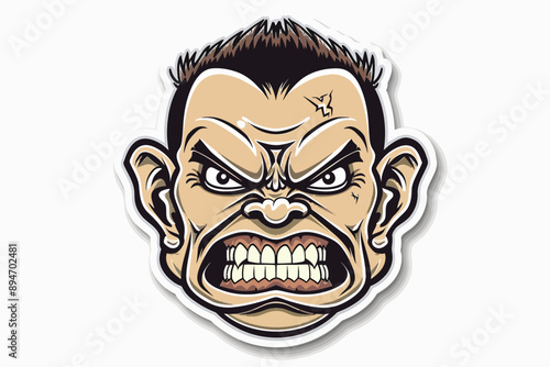 Rage Face: A cartoon illustration of a man's face contorted in a furious expression with bared teeth and intense eyes. The artwork is in a bold, graphic style, capturing the raw emotion of anger.  