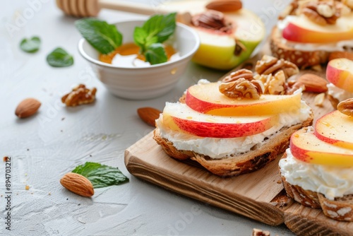 Peach and Ricotta Toasts With Nuts