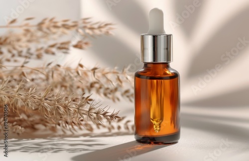 Brown Glass Essential Oil Bottle on Fabric