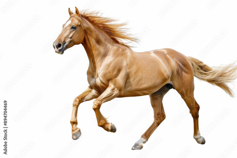 Fototapeta premium Horse in motion. Isolated on white background. Gallop