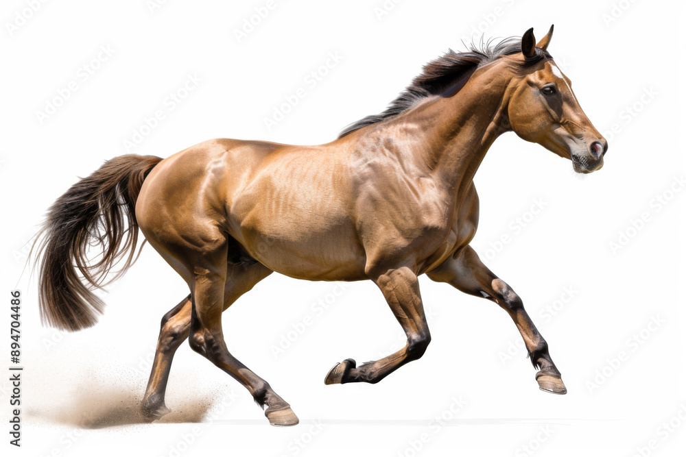 Fototapeta premium Horse in motion. Isolated on white background. Gallop