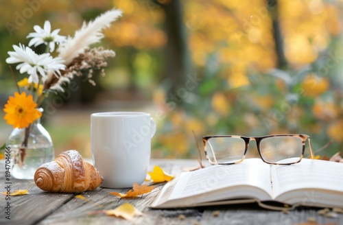 Autumn Morning Coffee and Book