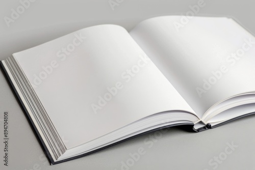 Blank Book Open on Table