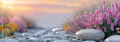 Wildflowers and Stones in the Evening Sun
