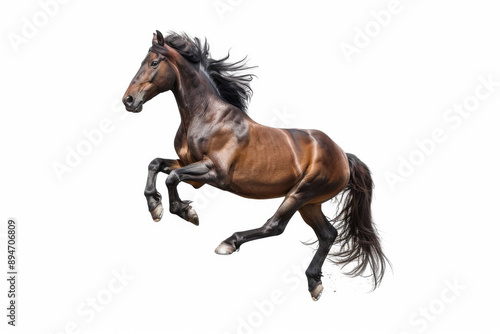 Horse in motion. Isolated on white background. Gallop