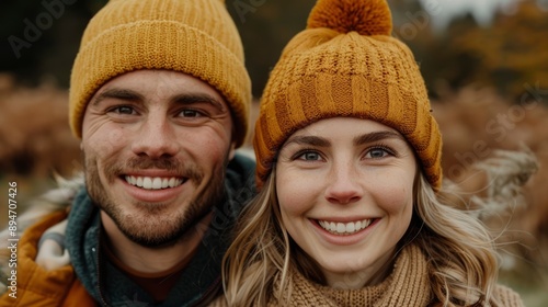 A Happy Young Couple, Running Hand In Hand Outside, Sharing Joyful Moments