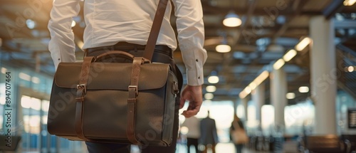 Office man packing his briefcase, office travel, preparation and business trip
