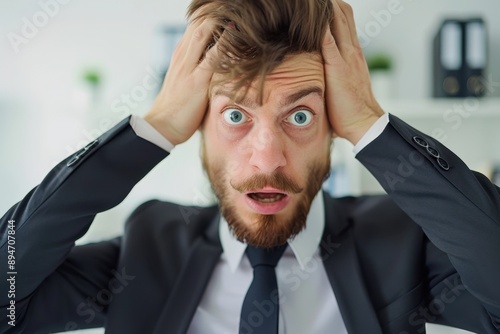 Office man shaking his head in disbelief, office frustration, reaction and disbelief