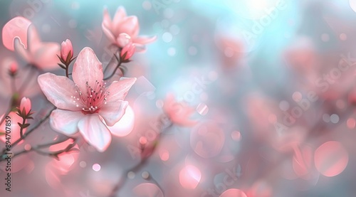 Pink Magnolia Blossoms in Spring Sunlight