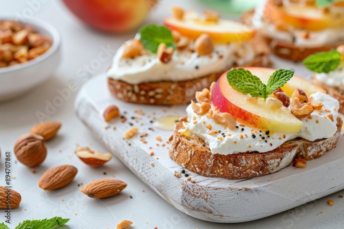 Peach, Walnut, and Ricotta Toast