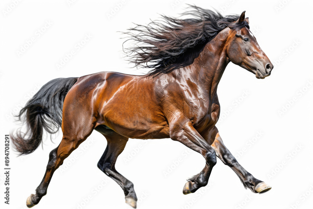 Naklejka premium Horse in motion. Isolated on white background. Gallop