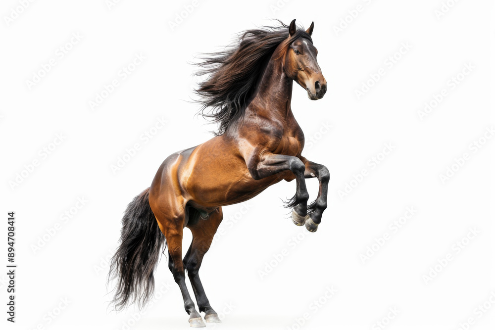 Horse in motion. Isolated on white background. Gallop