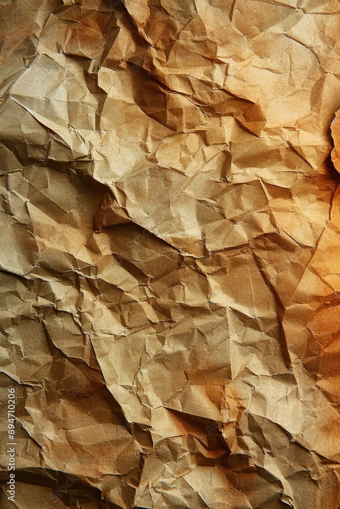 Close-up of crumpled brown kraft paper texture. Perfect for background, design, scrapbooking, and creative print materials. Close-up of crumpled brown kraft paper texture. Perfect for background, design, scrapbooking, and creative print materials.