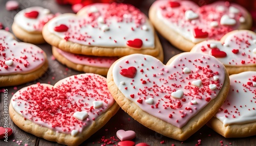 Heart Shaped Valentine's Day Sugar Cookies Ready to Eat 