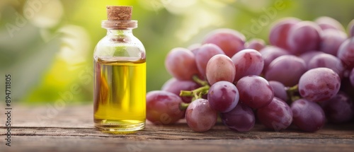Grape Seed Oil Bottle With Grapes