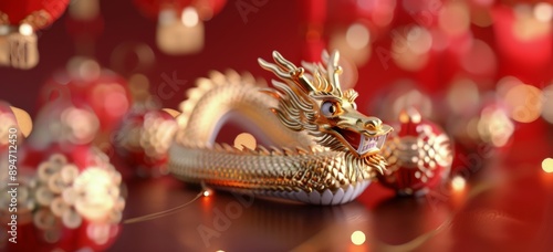 Dragon Ornament With Red Lanterns