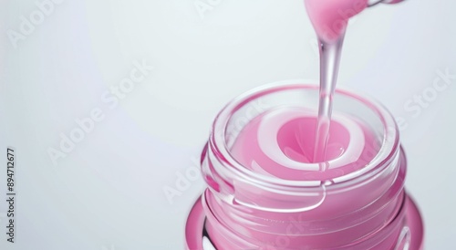 Pink Liquid Pouring Into Glass Jar