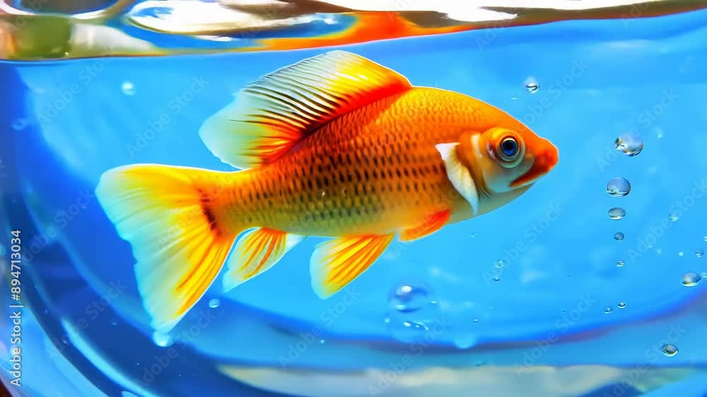 Vibrant goldfish swimming gracefully in clear blue water Vibrant goldfish swimming gracefully in clear blue water