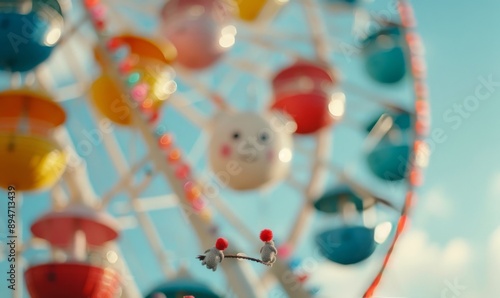 Colorful Ferris Wheel at Amusement Park
