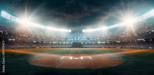 Baseball Stadium at Sunset