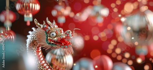 Dragon Ornament With Red Lanterns