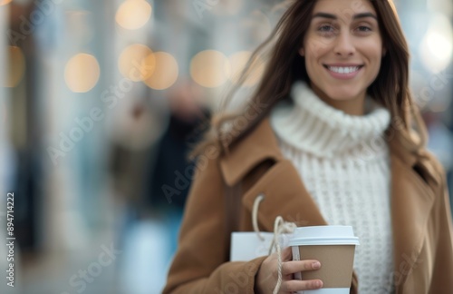 Woman Holding Coffee in City