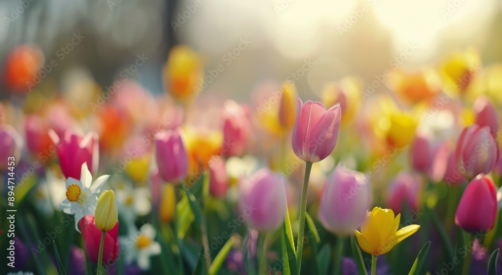 Colorful Tulips in Sunlight Colorful Tulips in Sunlight