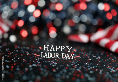 Happy Labor Day With Stars and Lights