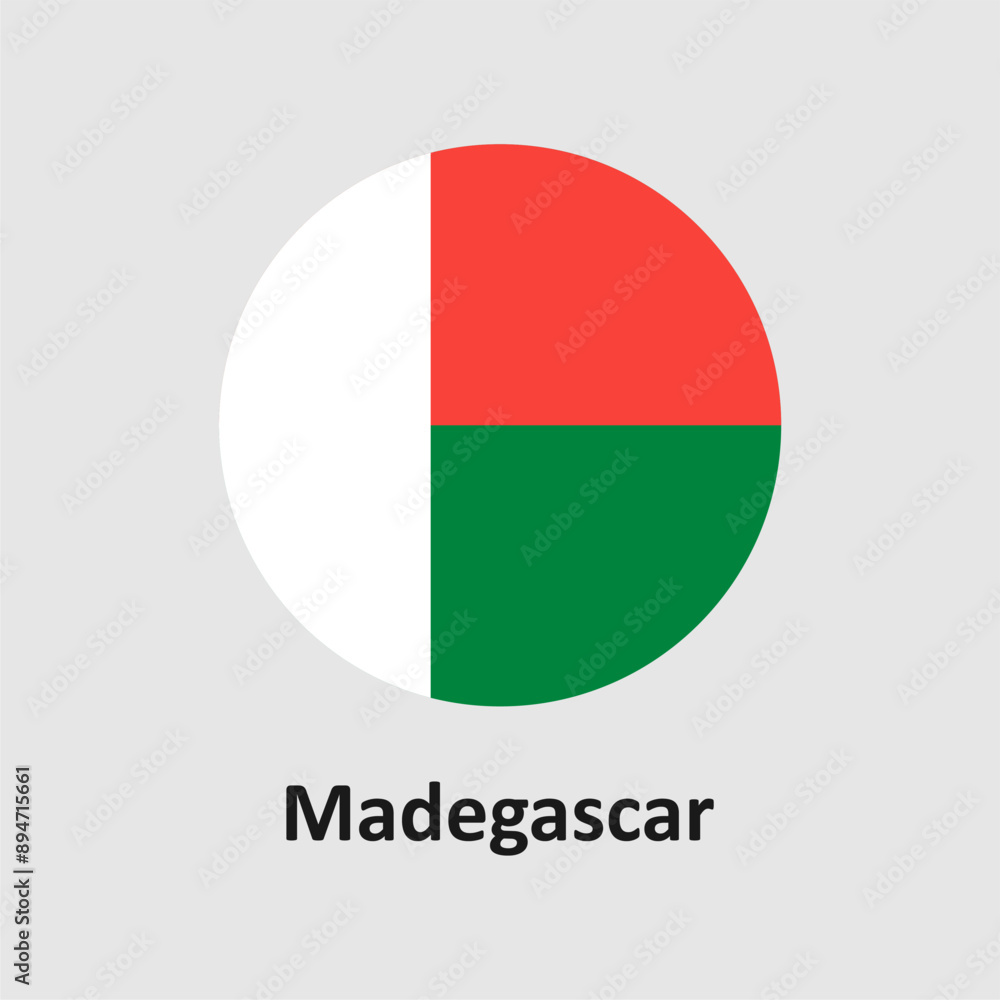 Fototapeta premium Madegascar flag design vector illustration on a gray background for graphic and web design.