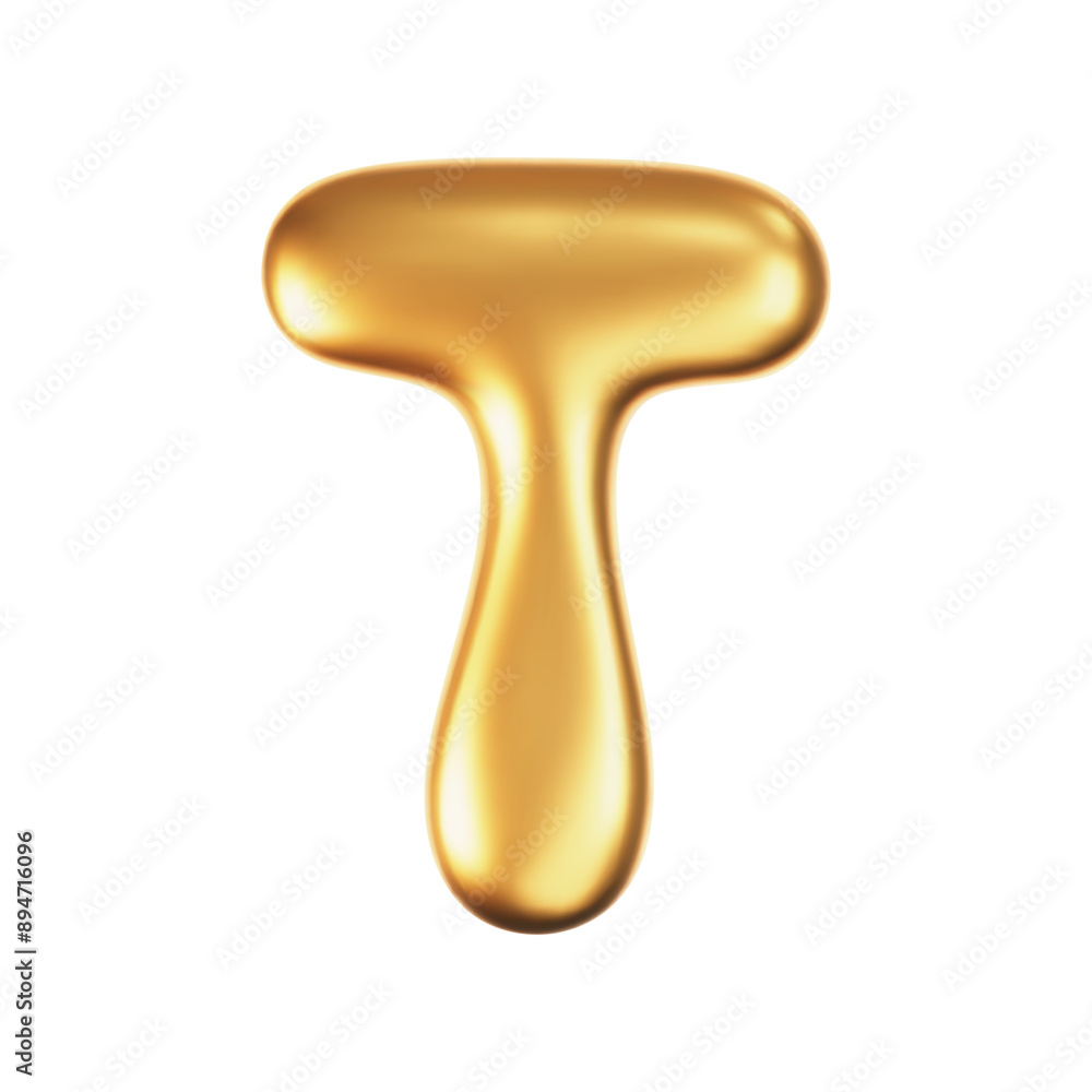 3d gold liquid letter T in y2k style isolated on a white background. Render of 3d golden inflated bubble alphabet with glossy effect. 3d vector y2k typography letter 3d gold liquid letter T in y2k style isolated on a white background. Render of 3d golden inflated bubble alphabet with glossy effect. 3d vector y2k typography letter