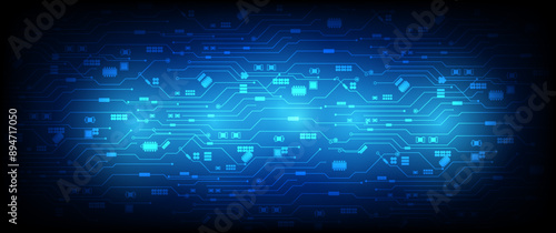 Abstract technology speed concept. Technology chip processor background circuit board blue technology background vector.	

