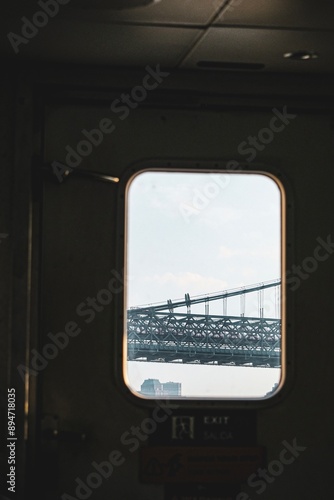 view of manhattan bridge from a window