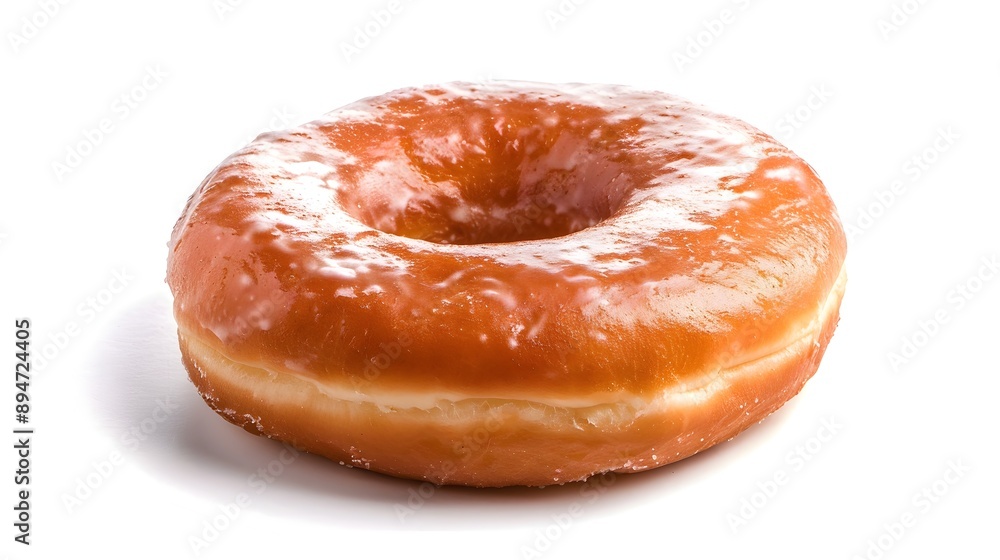 Freshly Baked Glazed Donut on Plain White Background Freshly Baked Glazed Donut on Plain White Background