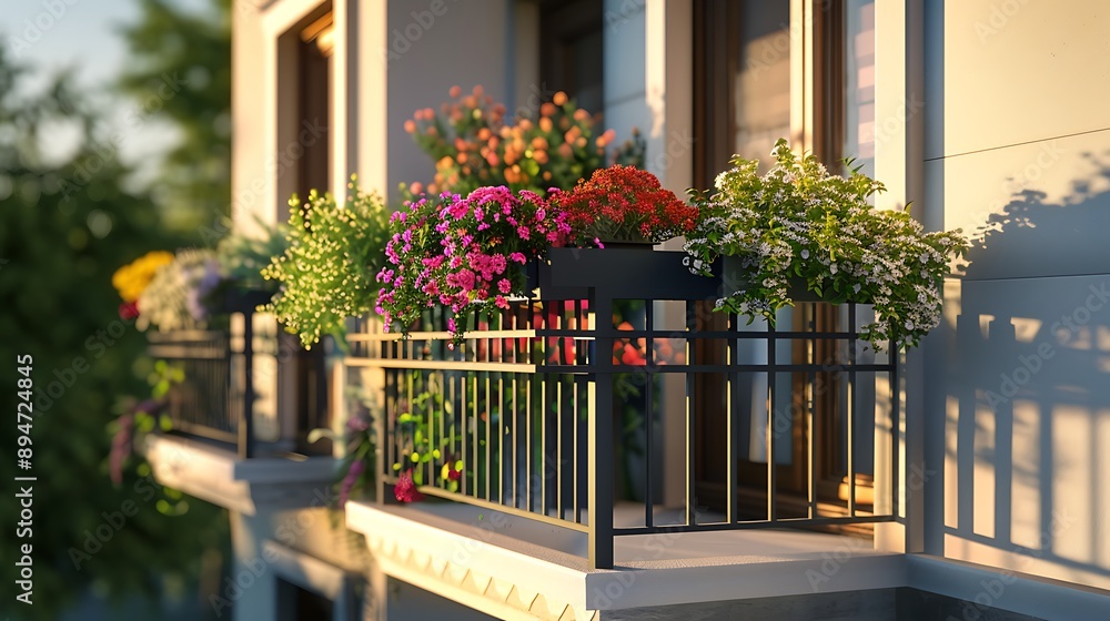 Fototapeta premium Balcony of residential house with different home material