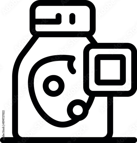 Sport nutrition container with square sign showing protein amount line icon, gym and fitness related vector illustration