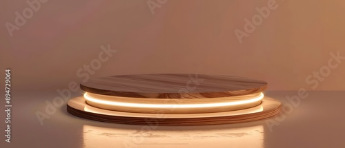 Wallpaper Mural Elegant wooden platform with soft glowing light, perfect for display and showcase in modern interiors. Torontodigital.ca