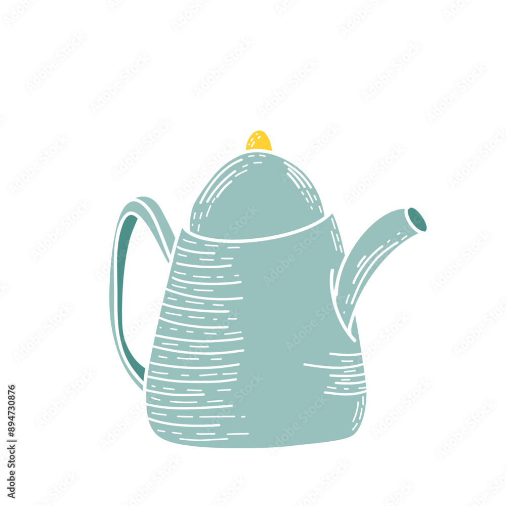 Cute green teapot, isolated. Hand drawing. Vector style. Cute green teapot, isolated. Hand drawing. Vector style.