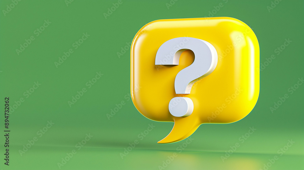 Colorful question mark in a speech bubble graphic resource design. Bright yellow question mark on a green background symbolizing inquiry and curiosity Colorful question mark in a speech bubble graphic resource design. Bright yellow question mark on a green background symbolizing inquiry and curiosity