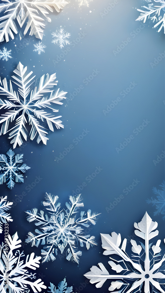 Snowflake background with a white and blue palette Snowflake background with a white and blue palette