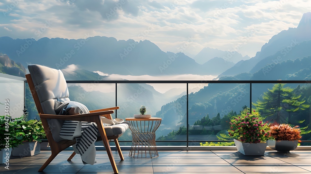 custom made wallpaper toronto digitalBalcony view of mountains landscape terrace with a beautiful view and cozy armchair