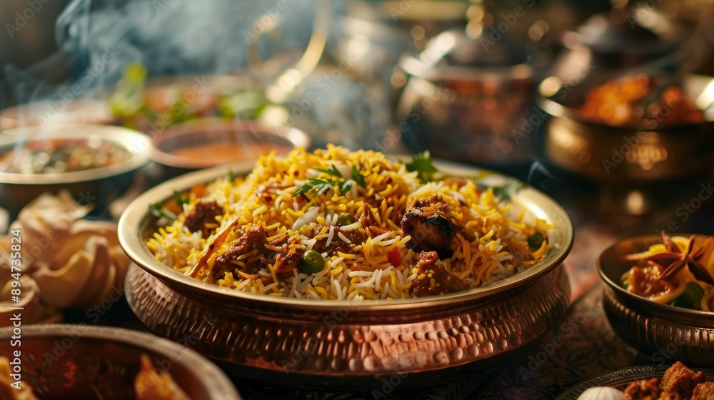 Delicious, fresh Biryani, beautiful serving, exquisite decor, light interior, staged professional photography, food photography Delicious, fresh Biryani, beautiful serving, exquisite decor, light interior, staged professional photography, food photography