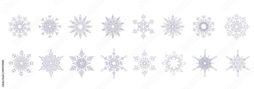 Collection of decorative lines of snowflakes.Vector graphics. Collection of decorative lines of snowflakes.Vector graphics.