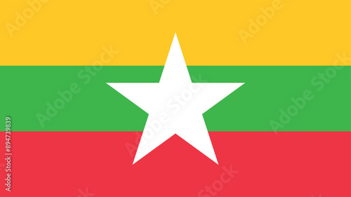 Official vector flag of Myanmar. Illustration eps10.
