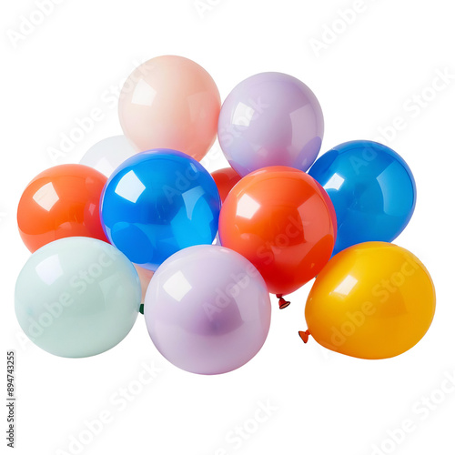 A vibrant cluster of colorful balloons arranged in a playful manner, perfect for adding a festive touch to any celebration or event.