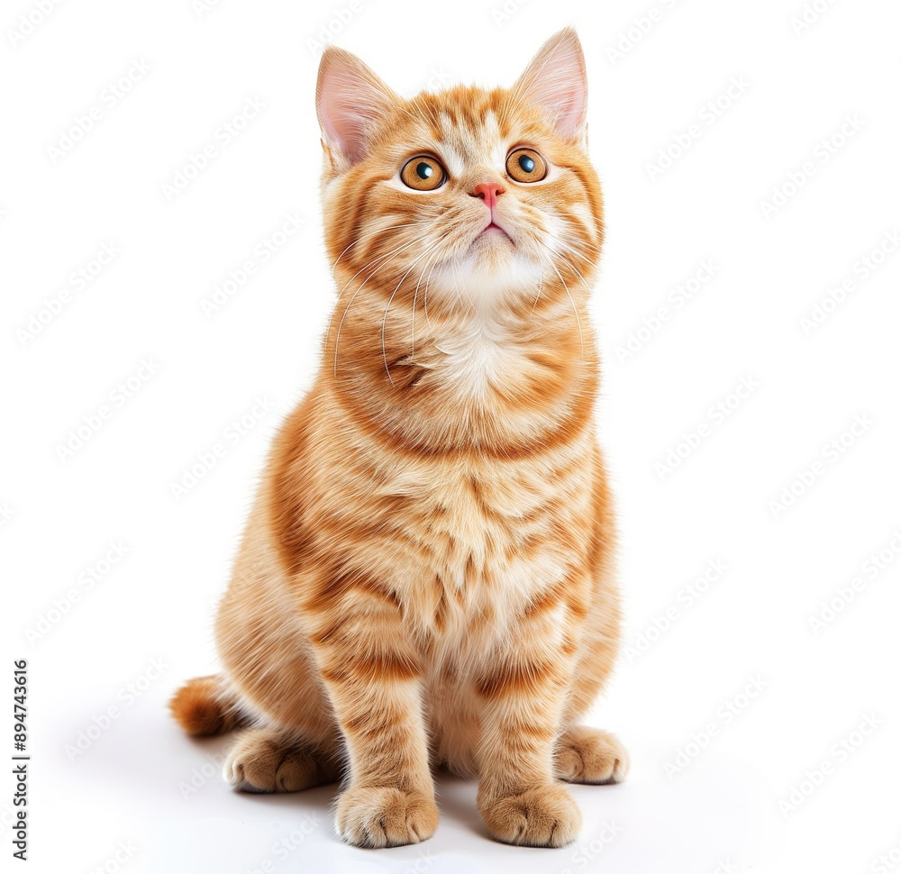 cute ginger British shorthair cat sitting on the floor cute ginger British shorthair cat sitting on the floor